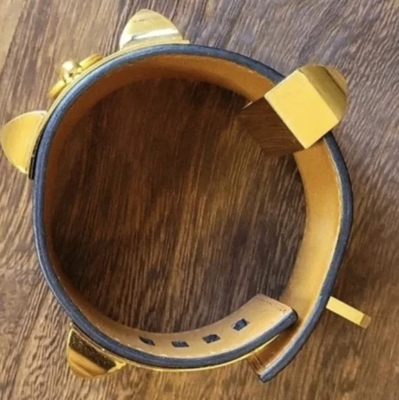 Hermés Collier de Chien Yellow Gold Plated Studded Leather Adjustable Bracelet - Picture 6 of 15